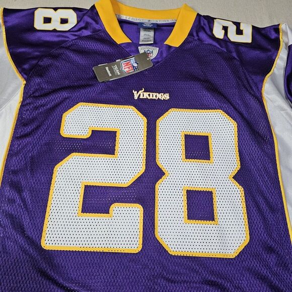 Reebok On Field Minnesota Vikings Adrian Peterson #28 Jersey Size L NWT *FLAWED* - Picture 2 of 9